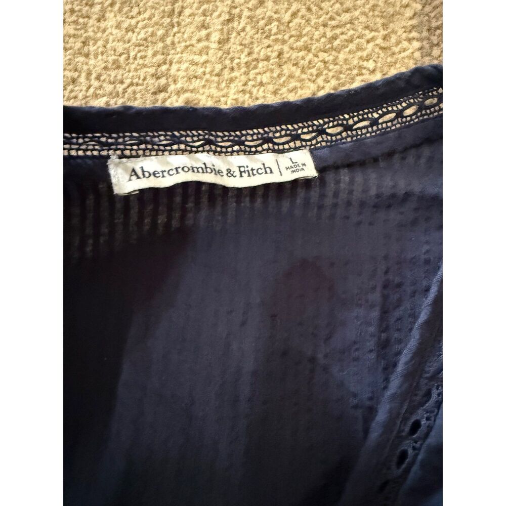 Abercrombie & Fitch Long Sleeve Embroidered V-Neck Babydoll Top Size Large - Picture 4 of 4